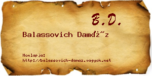 Balassovich Damáz névjegykártya